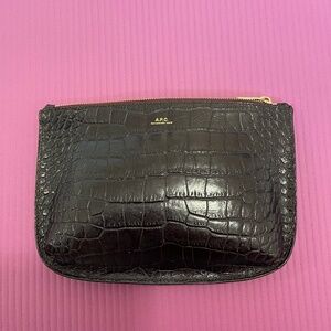 A.P.C. Sarah Pouch (Croc Effect Leather in Dark Burgundy Color)